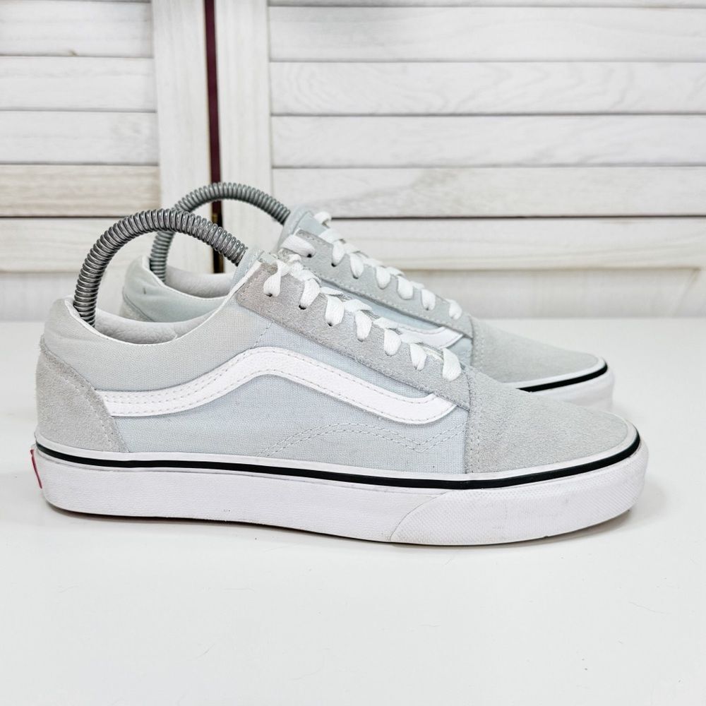Vans Old Skool Suede Canvas Low Tie Lace Up Sneakers Powder Blue 6 Men 7.5 Women